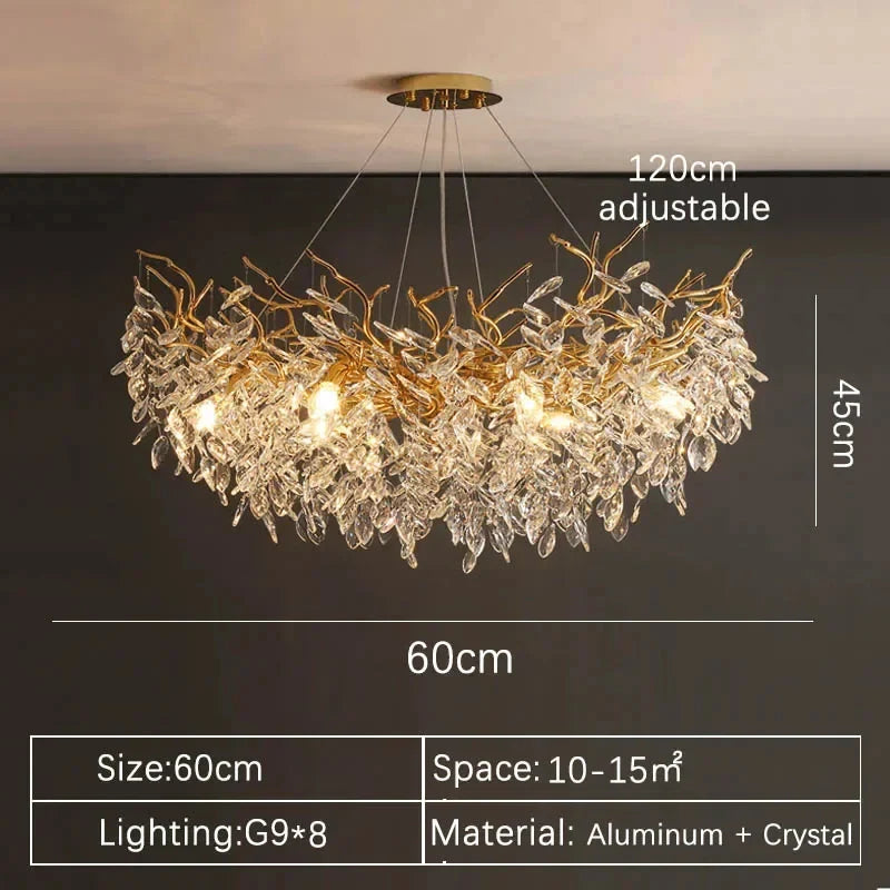 2025 Luxury Gold Crystal LED Chandeliers Living Dining  Lustre Ceiling Pendant Lamps I