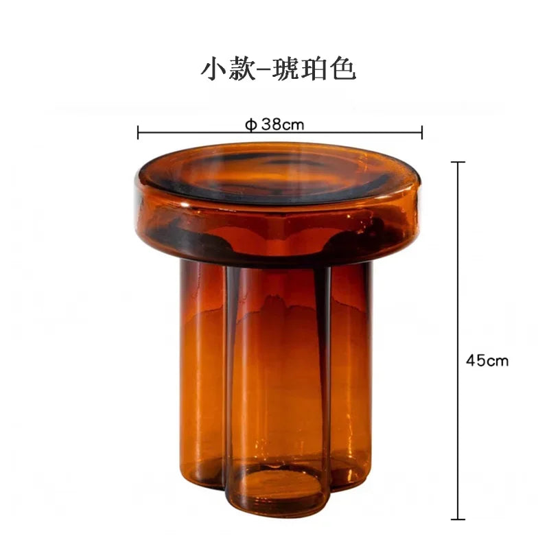 Nordic Creative Glass Coffee Table Living Room Handmade Coffee Table Round