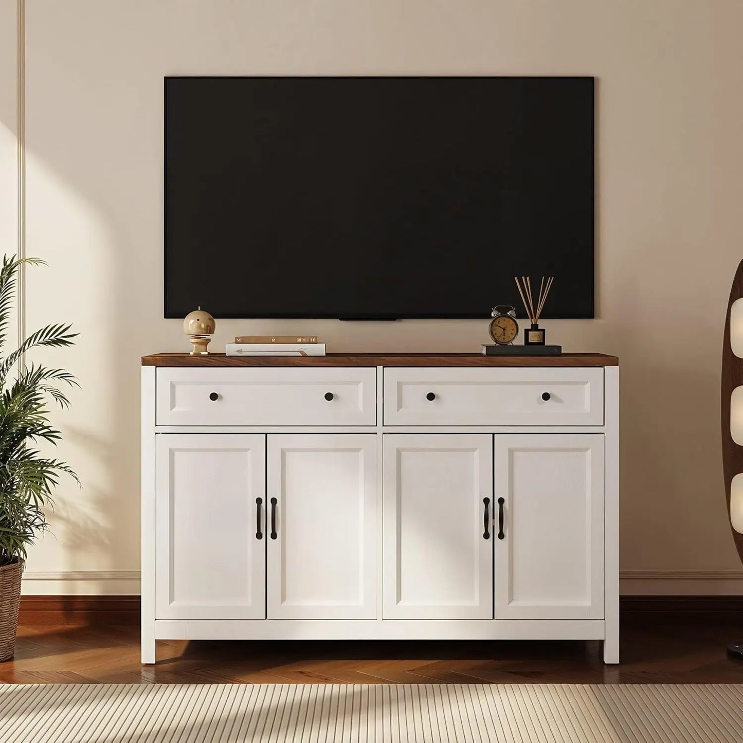 Farmhouse Kitchen Sideboard Buffet Cabinet with Storage, Wood Coffee Bar and Storage Sideboard