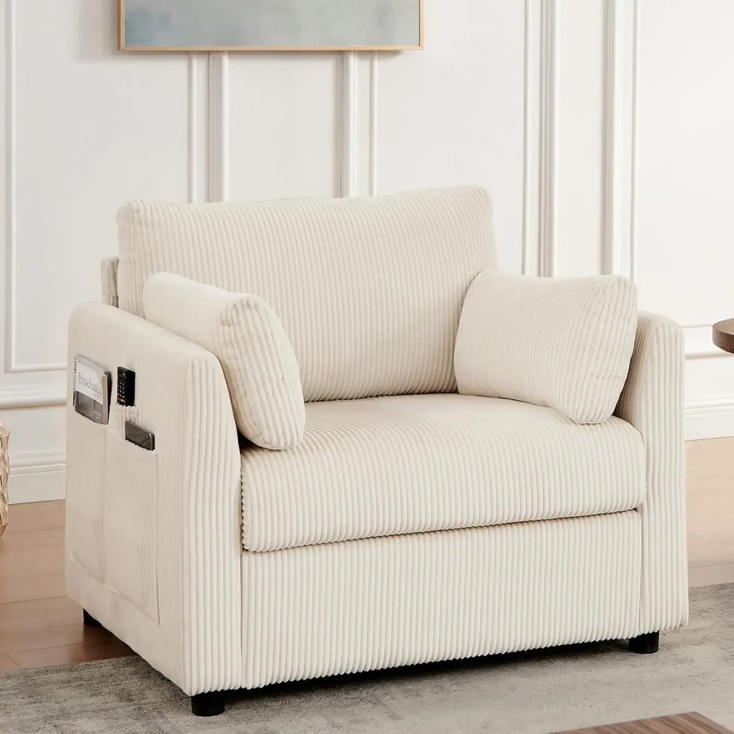 Modern Accent  Living Room Chairs in Corduroy Fabric, for Apartment