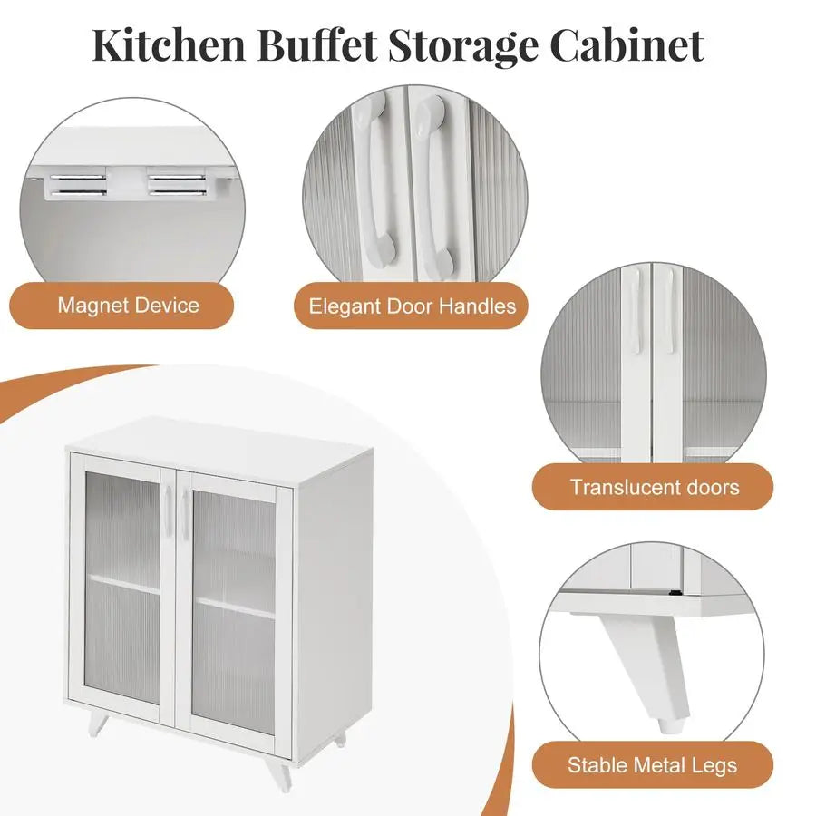 Kitchen Buffet Server Table Accent Sideboard  Cabinet 27inch, White
