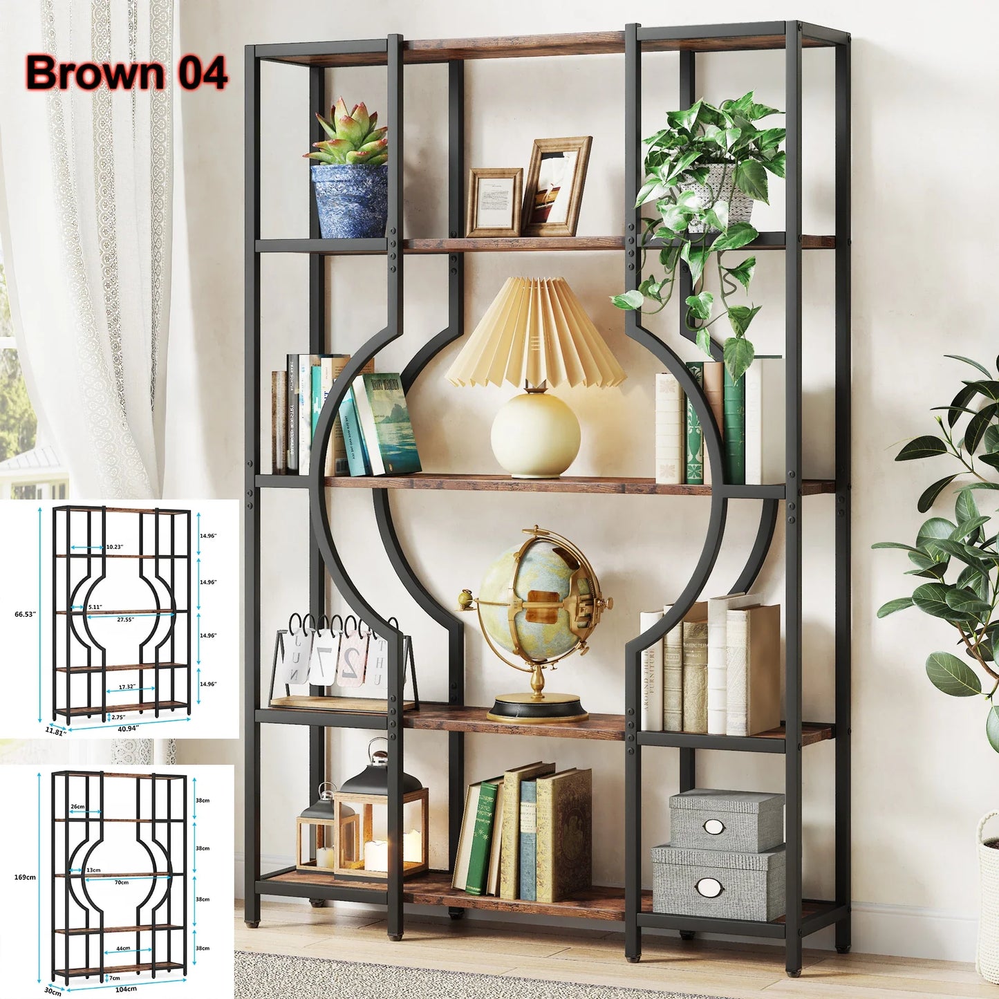 Tribesigns Bookshelf Industrial 5 Tier Etagere Bookcase,