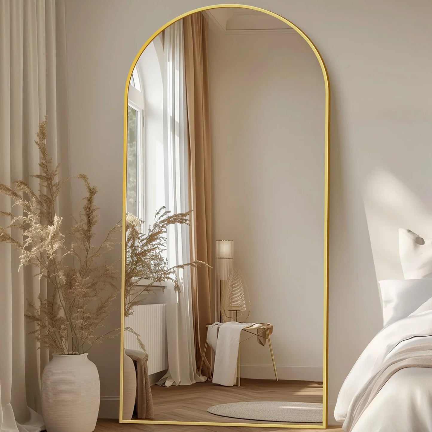Arch Floor Mirror, 76"x34" Full Length Mirror - Freestanding  with Stand for Bedroom or Living Room
