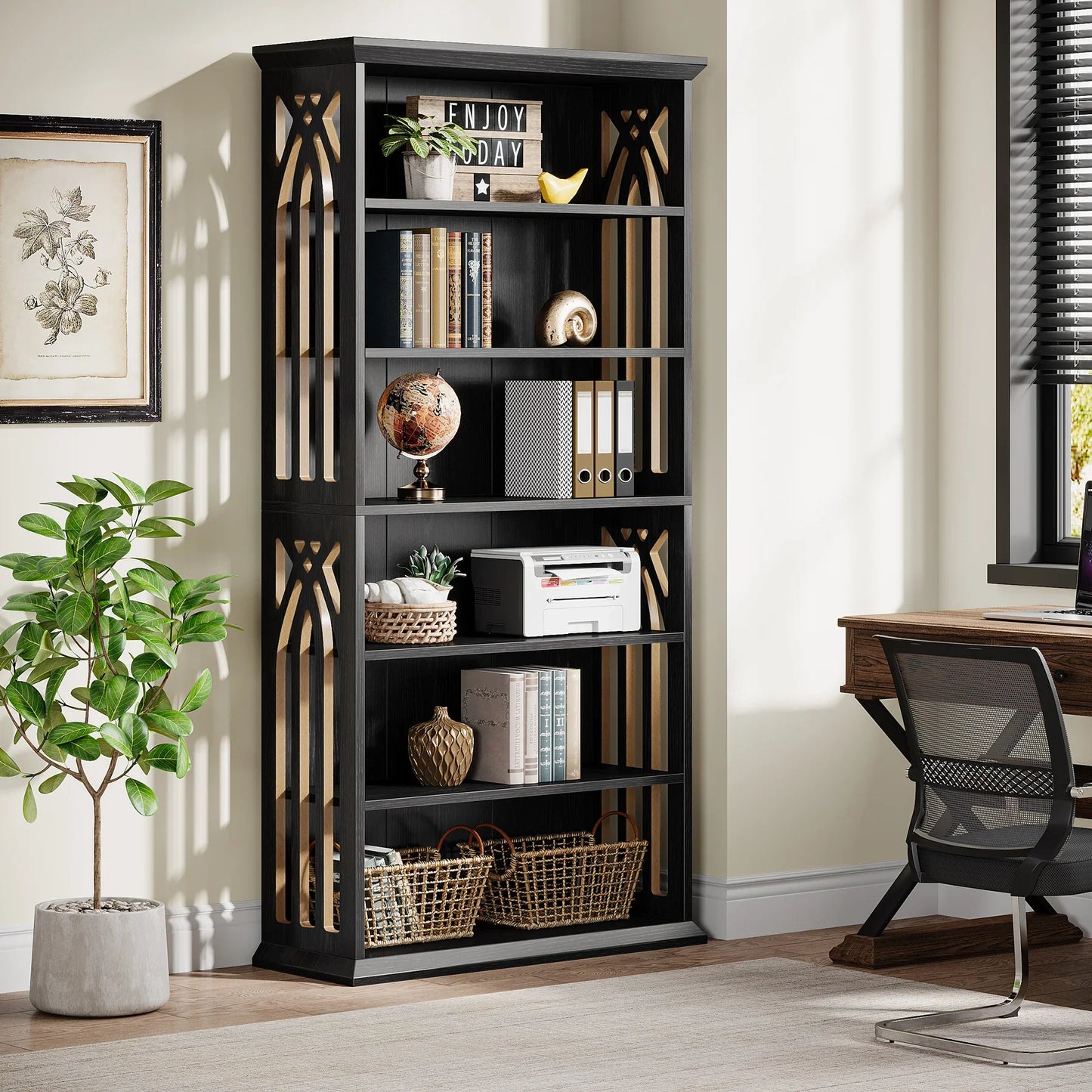 Tribesigns 6-Tier Bookshelf, 75-Inch Tall Bookcase,  Freestanding Display Shelves,