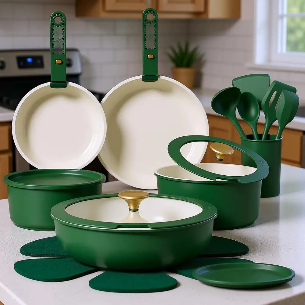 21-Piece Cookware Set Non-stick, Non-Toxic, Detachable Handle, Kitchen Cooking Set