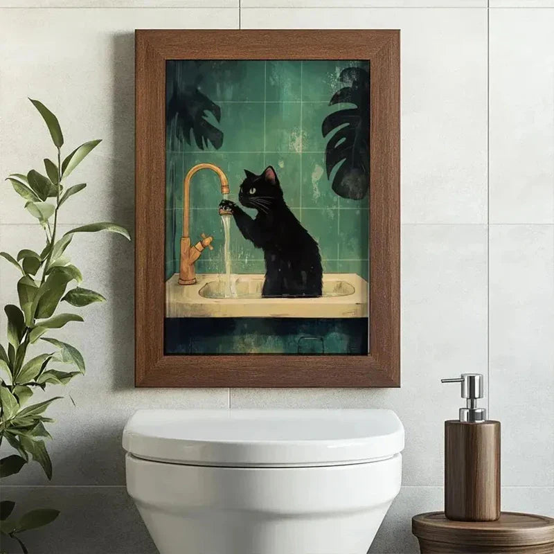 Green Funny Cat  Decorative Canvas Painting