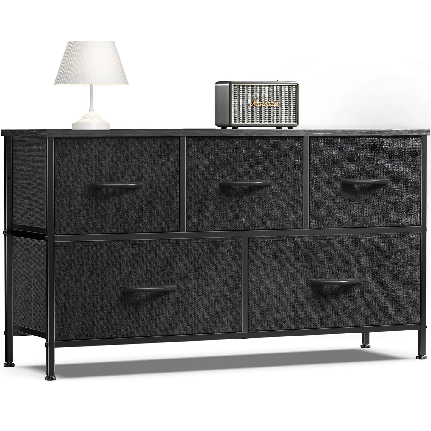 JHK Living Room Display Cabinet Layers With 5 Fabric Drawers  Clothes Storage Dresser