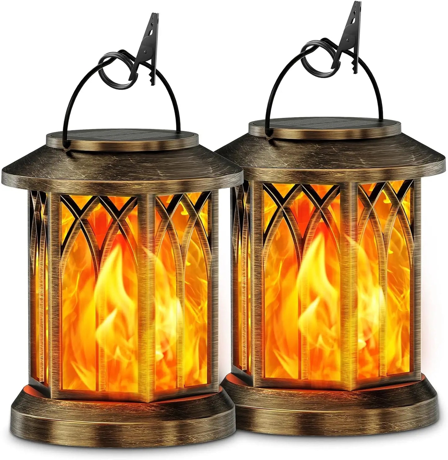 2 Pack Solar Hanging Lights Outdoor for Garden, Bronze/Black
