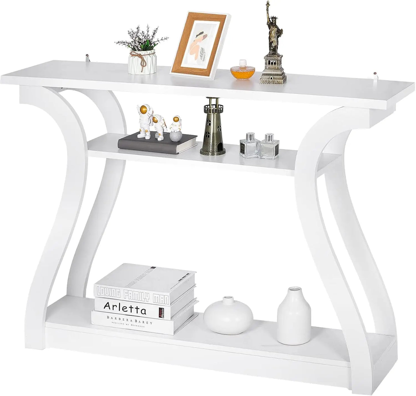 Console Table, Entryway Table with 3 Tier Storage Shelves,