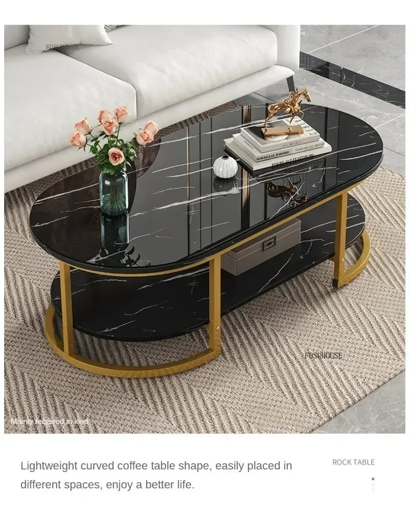 Minimalist Storage Oval  Modern Design Coffee Table