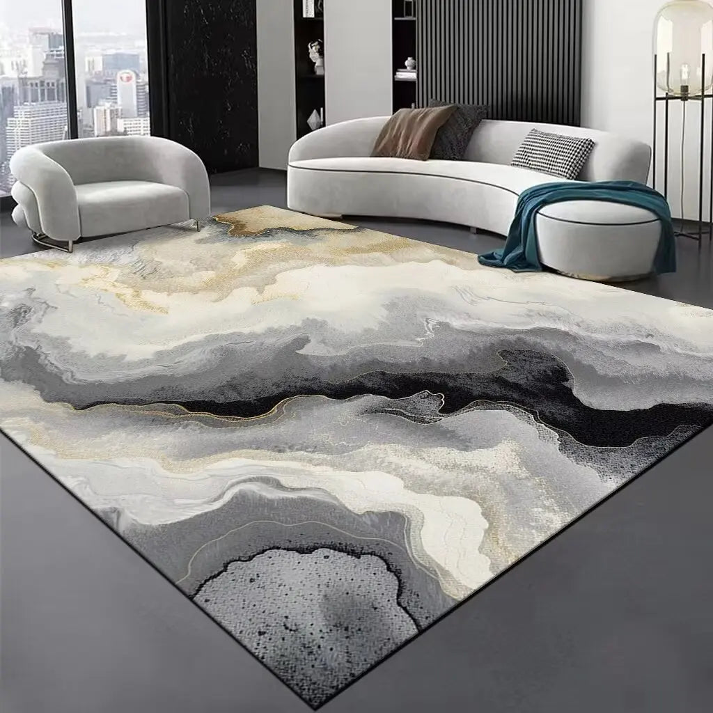 Luxury Black Stripe Large Living Room Carpet