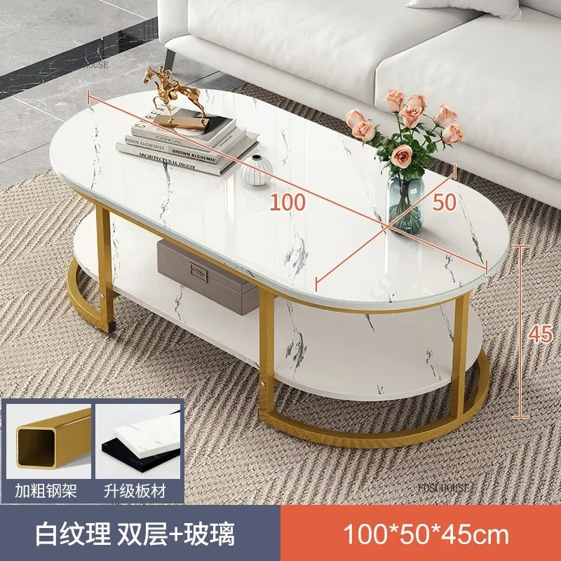 Minimalist Storage Oval  Modern Design Coffee Table