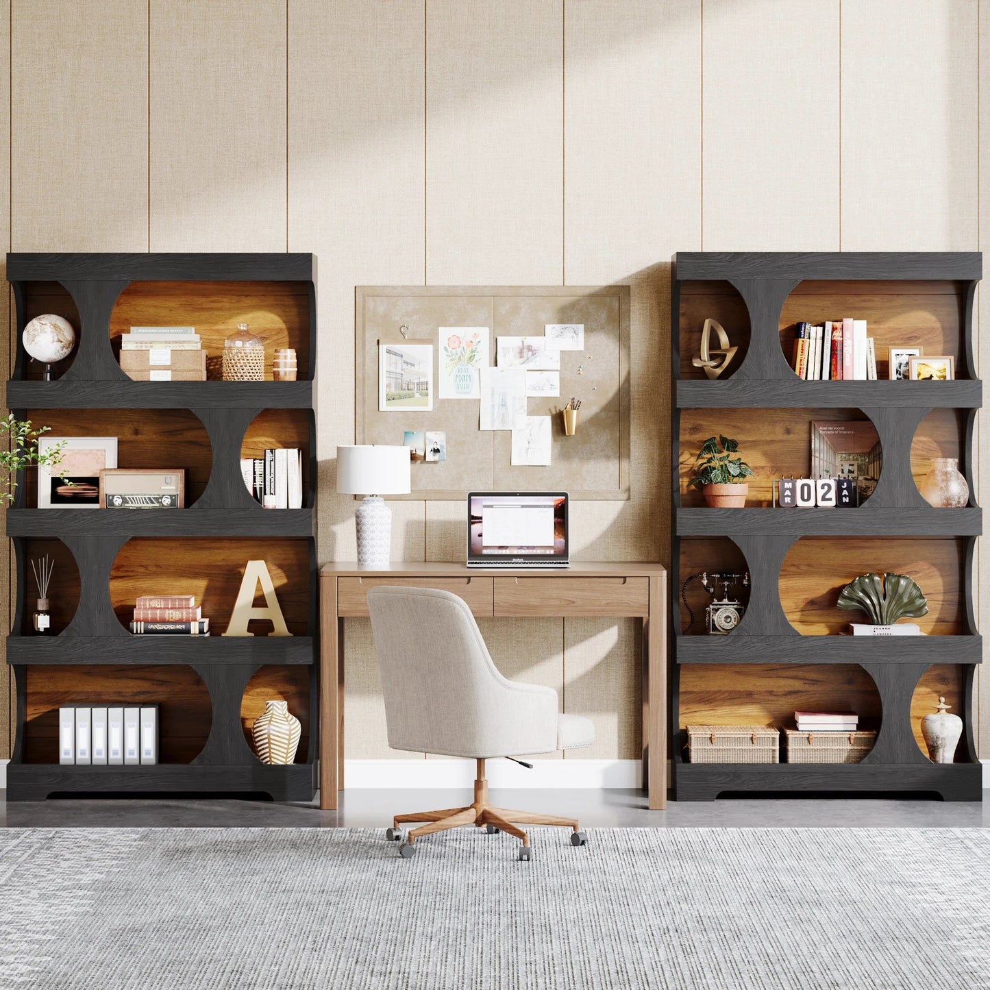 Tribesigns 71" Tall Bookcase, 4-Tier S-Shaped Bookshelf, Wood Modern Freestanding Display Shelves