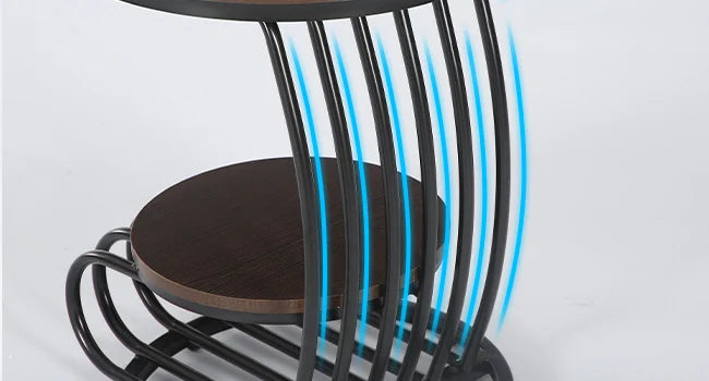 Round End Side Table: Side  Small Bedside Table Accent Table with Arc-Shaped Frame