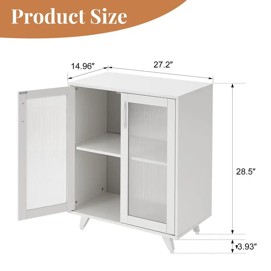 Kitchen Buffet Server Table Accent Sideboard  Cabinet 27inch, White