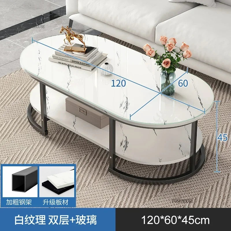 Minimalist Storage Oval  Modern Design Coffee Table