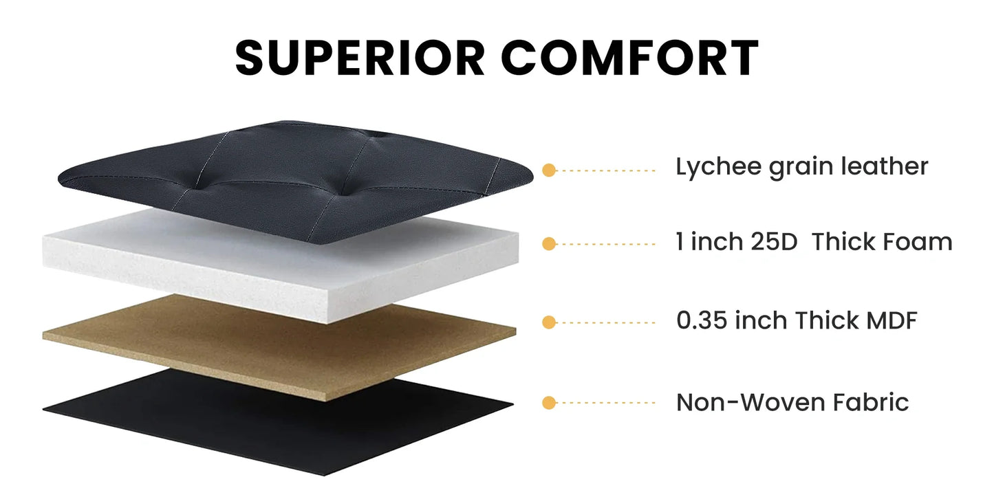 JHK 43 Inches Leather Folding Ottoman Storage Footstool For Living Room
