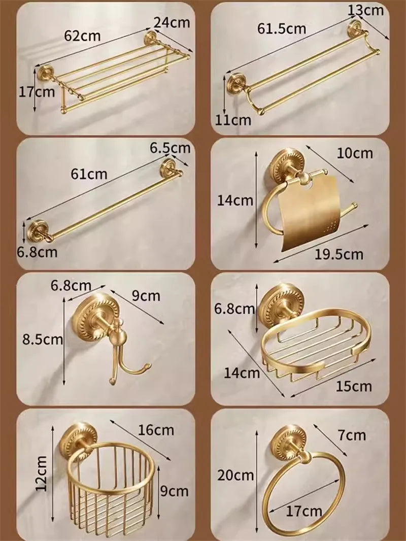 Bathroom Accessories Brass Antique Towel Rack,Paper holder Toilet Brush Holder,Towel Hanger Bath Hardware