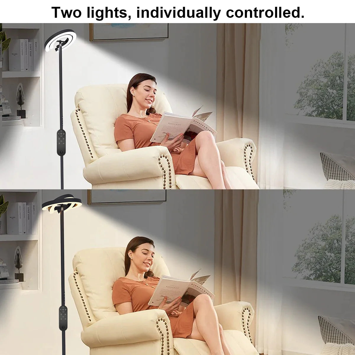 Modern Standing LED Floor Lamp with 2 Rotatable Lights