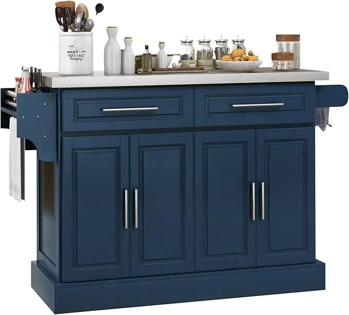 Rolling Kitchen Island Cart with Wheels, Portable Island Table for Kitchen
