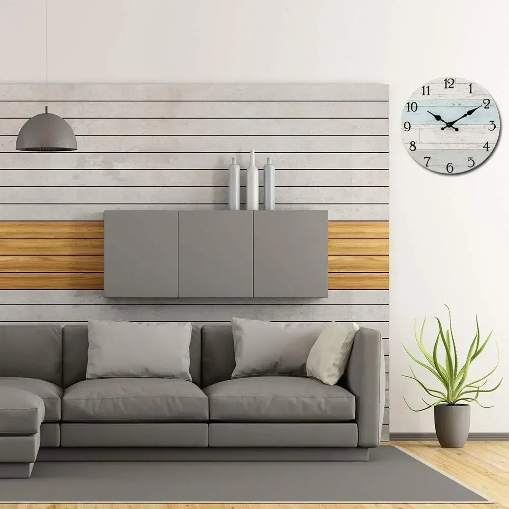 Wall Clock 10 Inch ClockRustic Wall Clocks Battery Operated,SilentNon Ticking Wooden