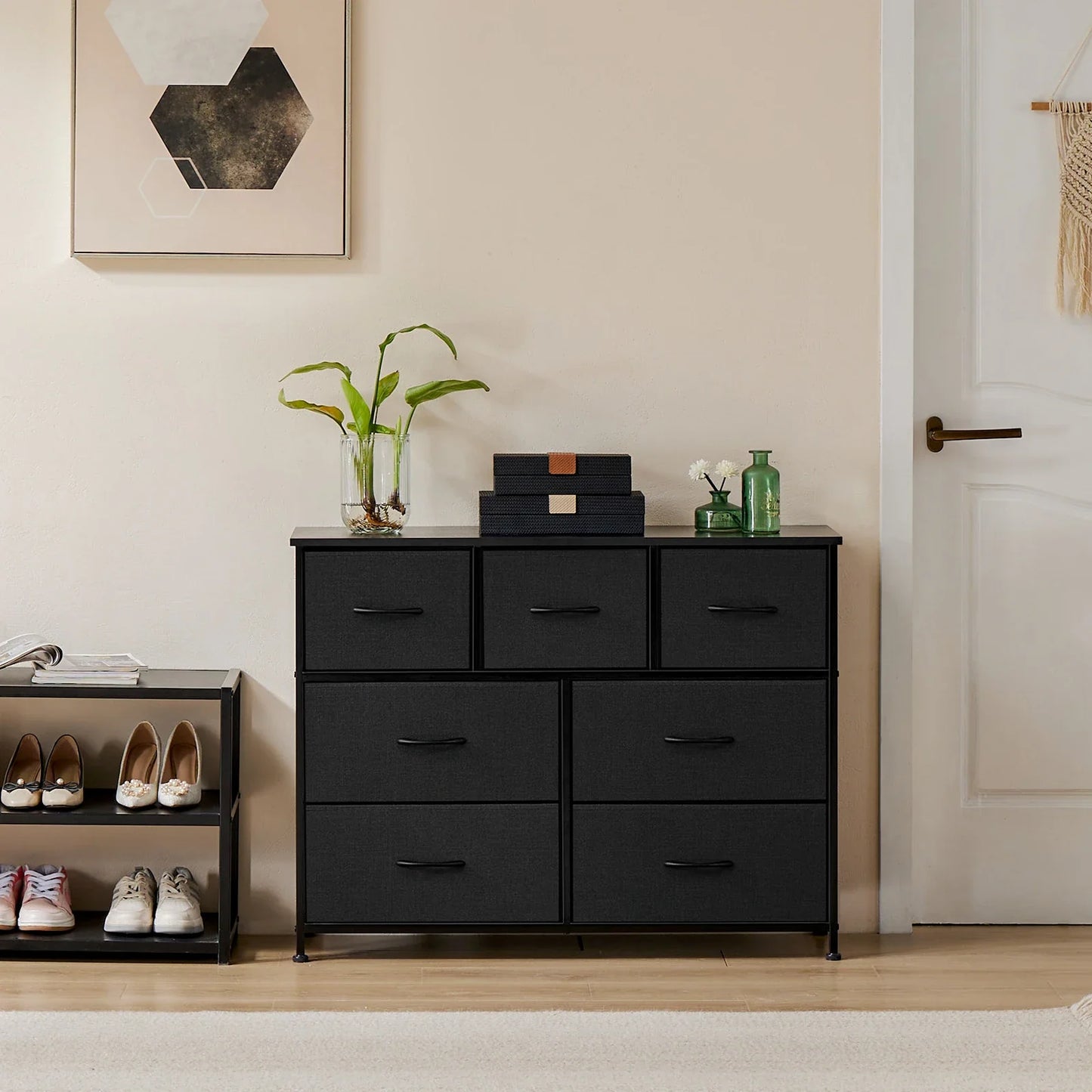 JHK Desser For Bedroom With 7 Fabric Drawers Closet Chest For Living Room Display Cabinet