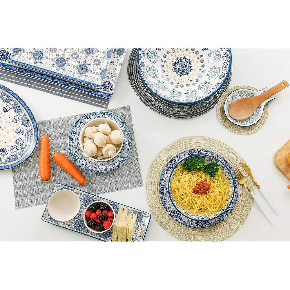 Blue Talavera Dinner Plates Set Of 4, Stylish Serving Dishes,