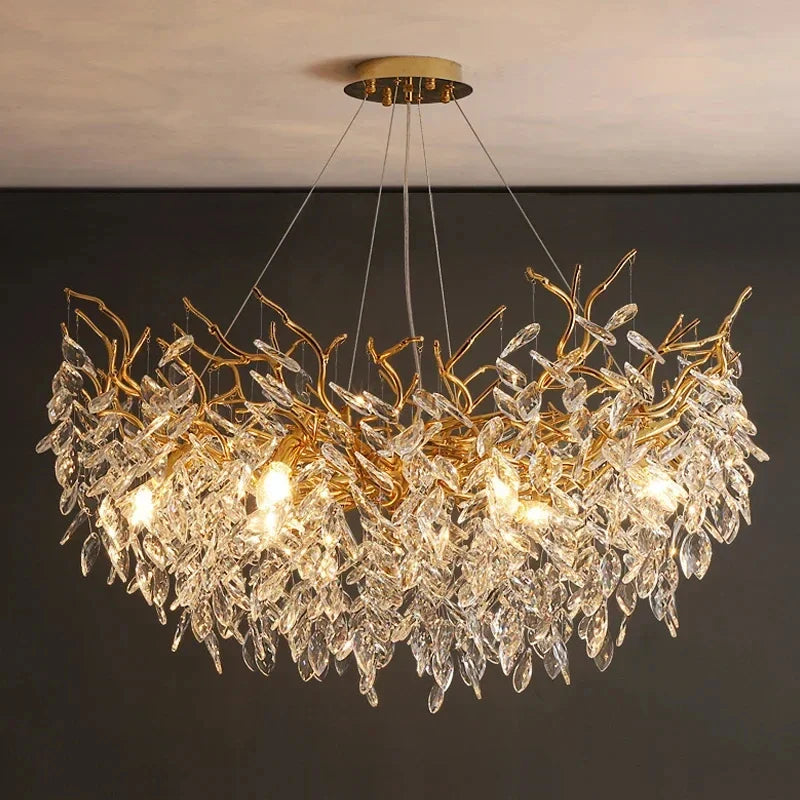 2025 Luxury Gold Crystal LED Chandeliers Living Dining  Lustre Ceiling Pendant Lamps I
