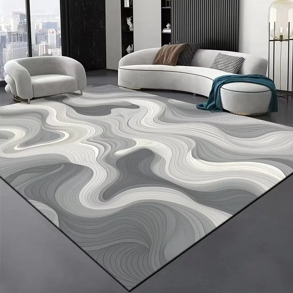 Luxury Black Stripe Large Living Room Carpet