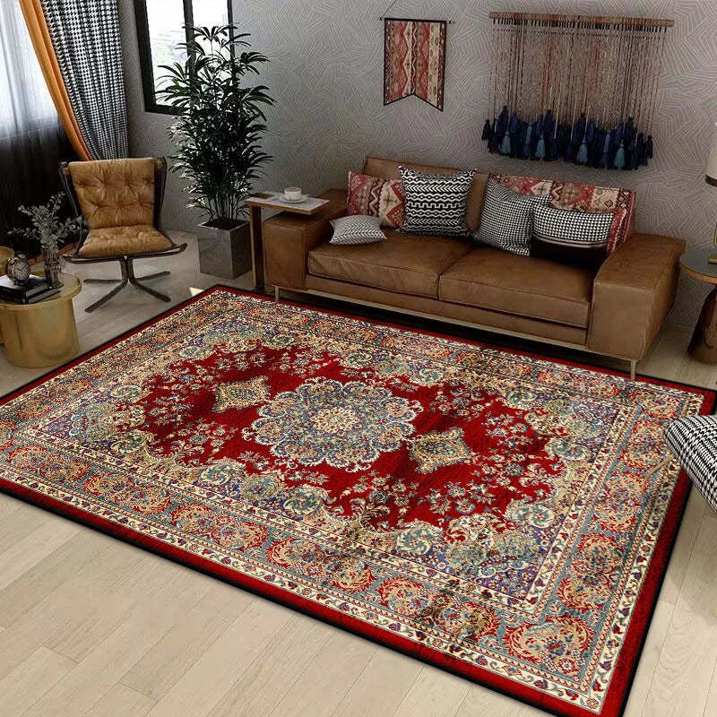 Persian Luxury Rugs for Retro Red Decor Carpets for Living Room