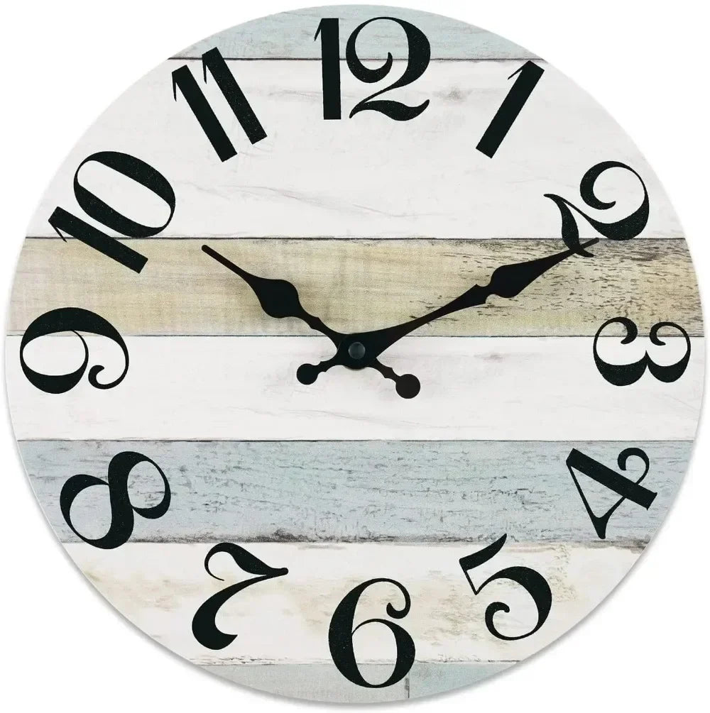 Wall Clock 10 Inch ClockRustic Wall Clocks Battery Operated,SilentNon Ticking Wooden