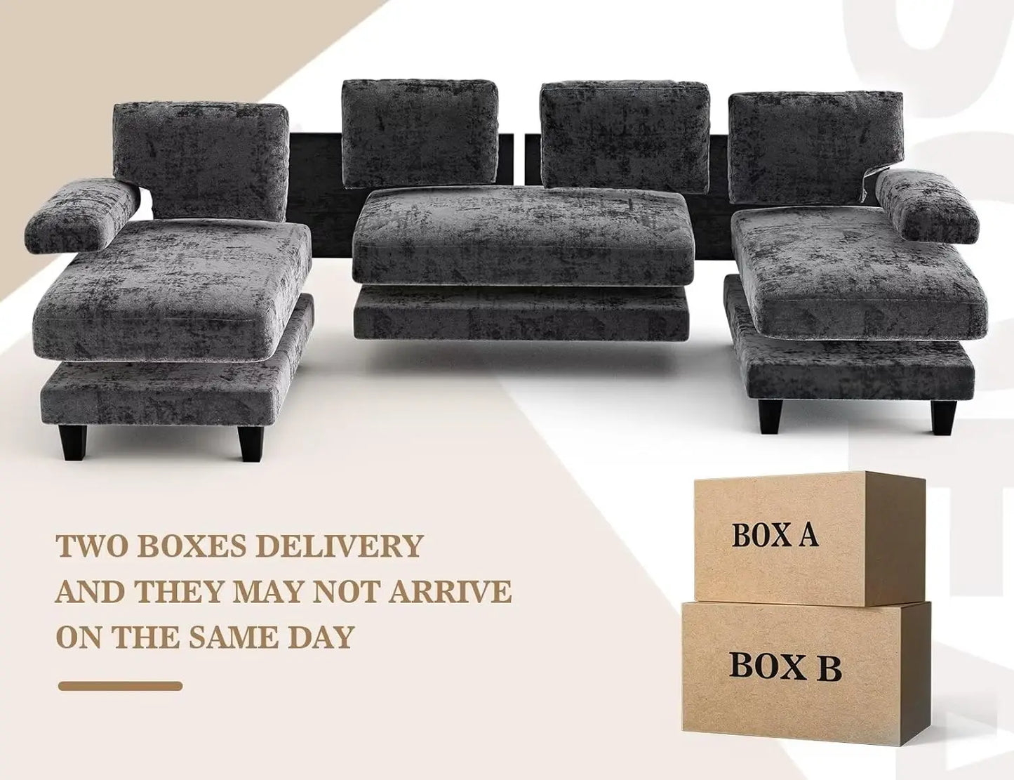 U Shaped Sectional Couch 111 Inch Modular Double Chaise Living Room Lounge