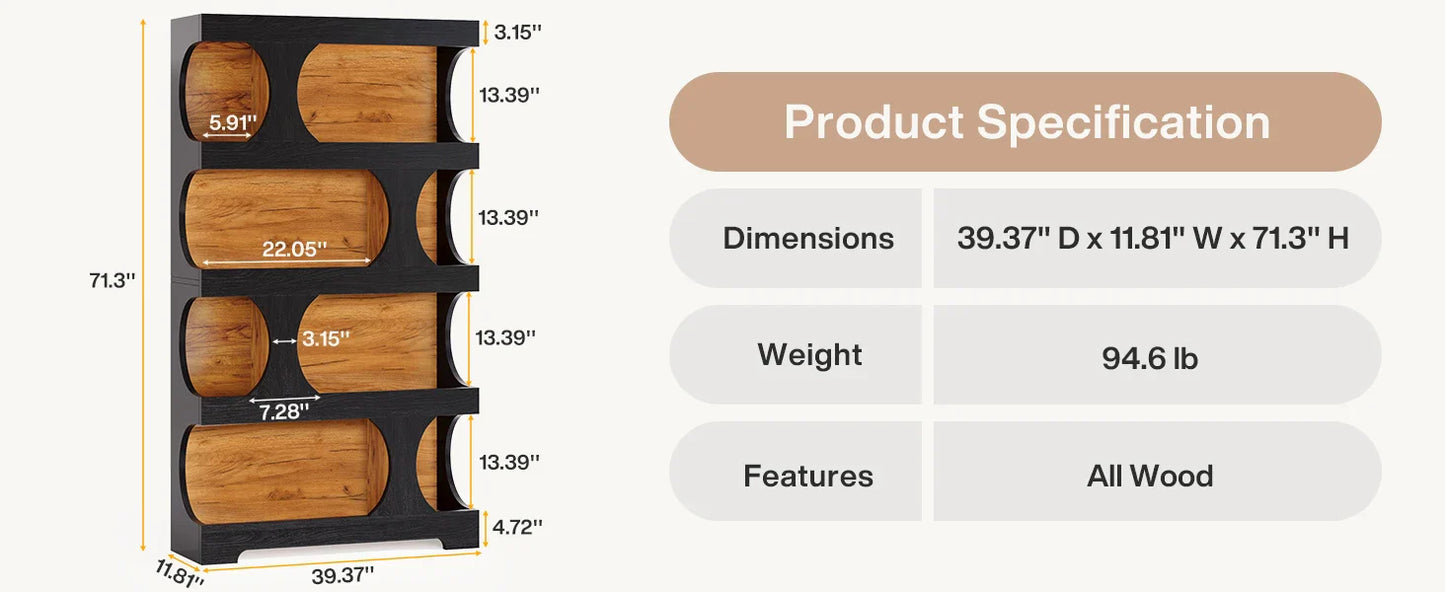 Tribesigns 71" Tall Bookcase, 4-Tier S-Shaped Bookshelf, Wood Modern Freestanding Display Shelves