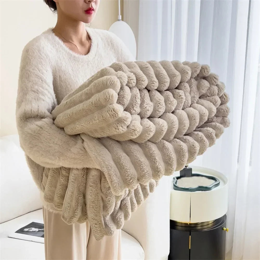 Ultra Soft Faux Rabbit Fur Throw
