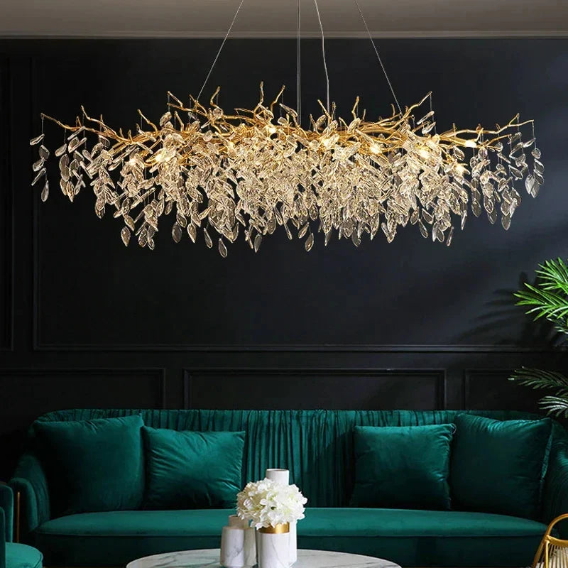 2025 Luxury Gold Crystal LED Chandeliers Living Dining  Lustre Ceiling Pendant Lamps I