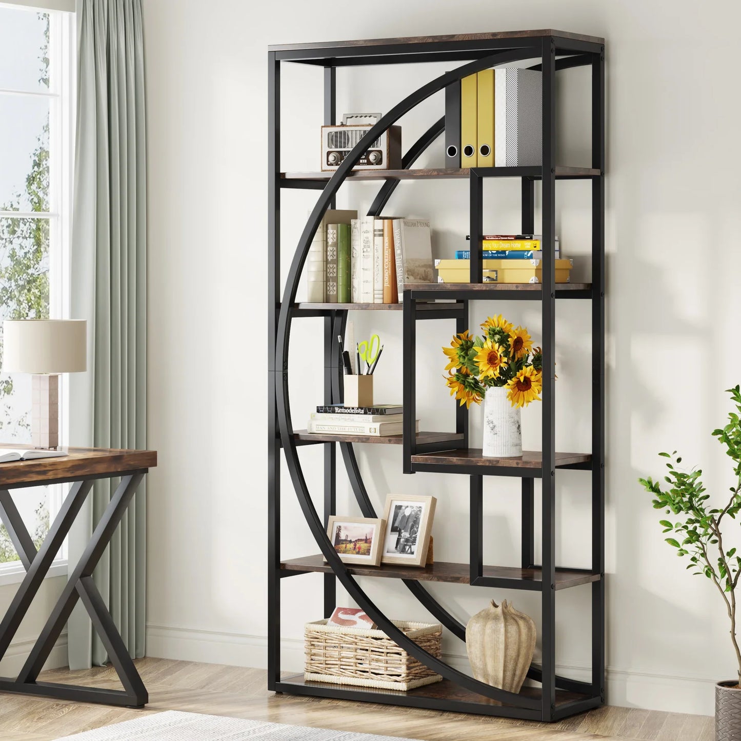 Tribesigns Bookshelf Industrial 5 Tier Etagere Bookcase,
