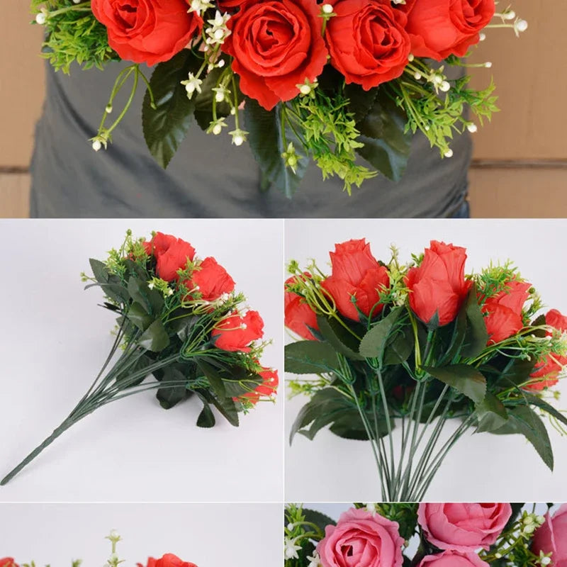 18 Heads Rose Bouquet  Silk  Bouquet Wedding  Flowers