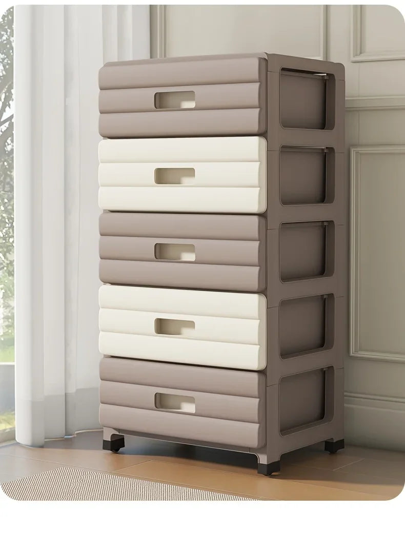 5-Drawer White Storage Cabinet - Sturdy, Smooth Sliding for Closet, Office, Bedroom Organization.