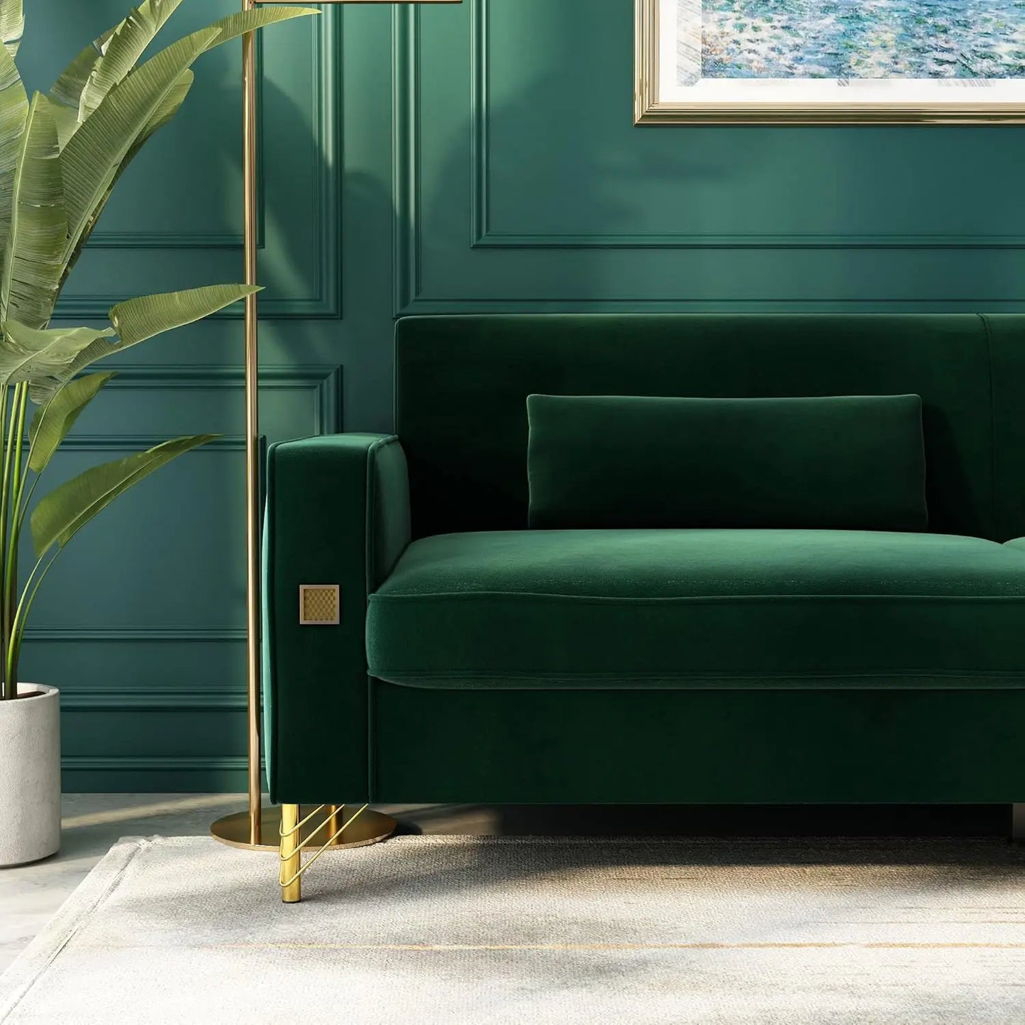 85.63" Velvet Sofa,Modern Loveseat Couch with Pillows Set of 2 for Living Room,Bedroom  6 different colors