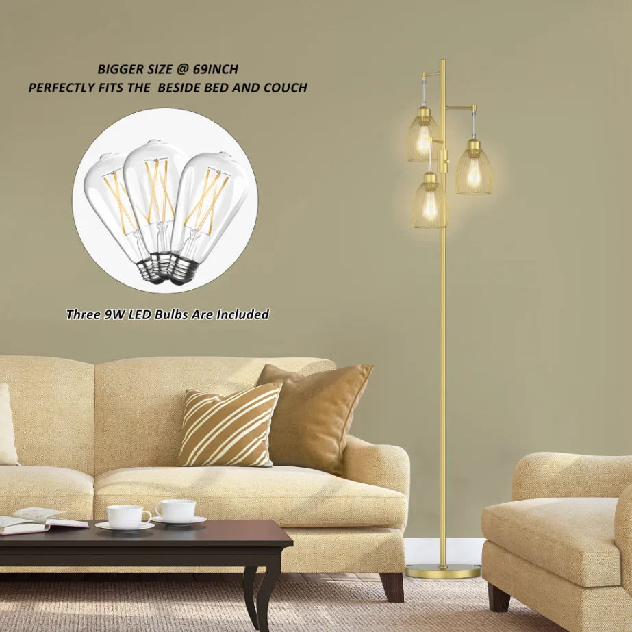 70" Tree Floor Lamp with 3 Bulbs