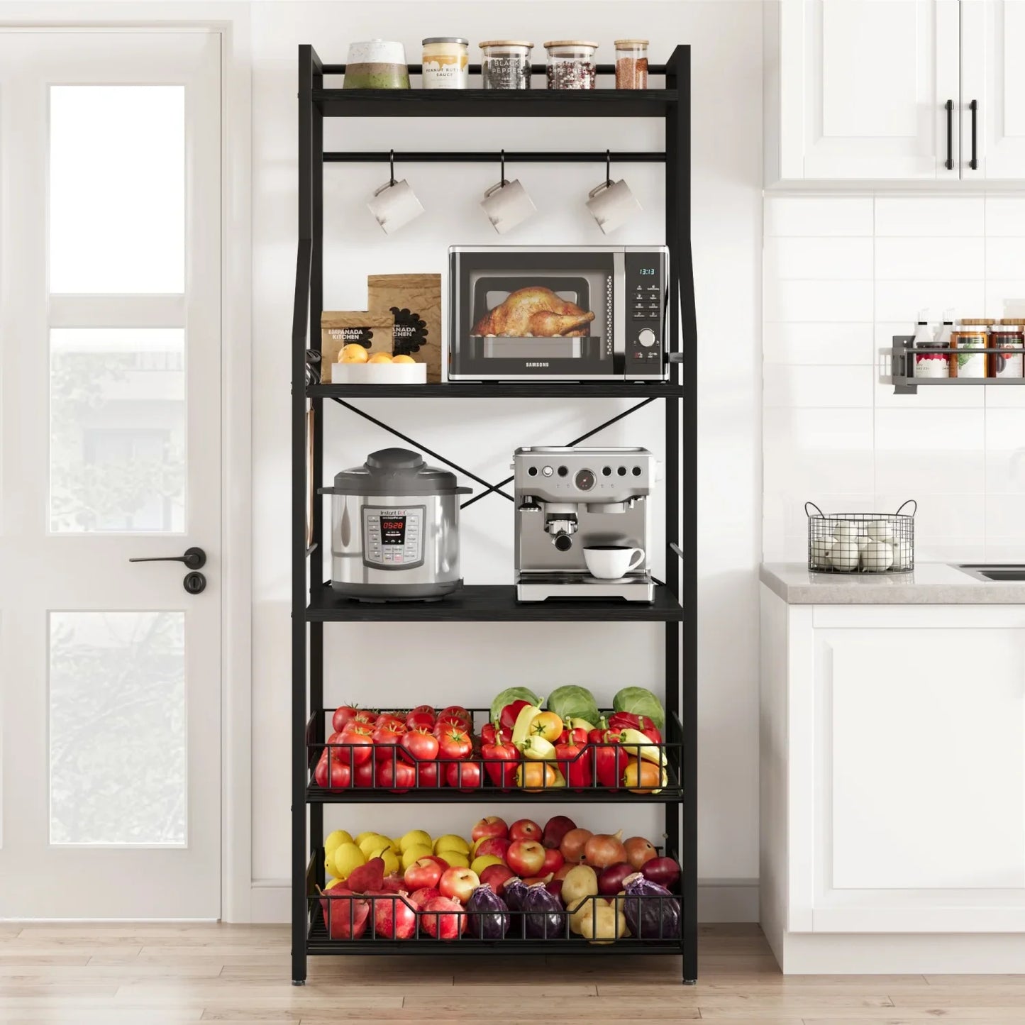 Kitchen Bakers Rack Microwave Oven Stand Coffee Bar Station