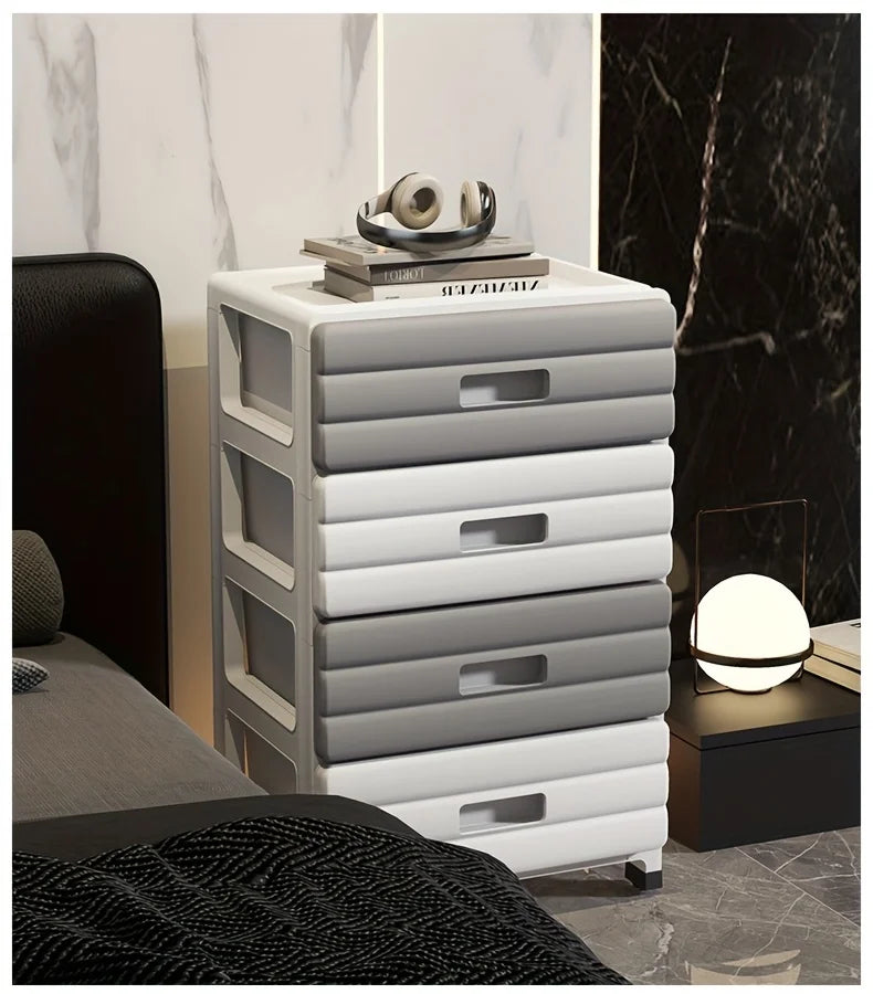 5-Drawer White Storage Cabinet - Sturdy, Smooth Sliding for Closet, Office, Bedroom Organization.