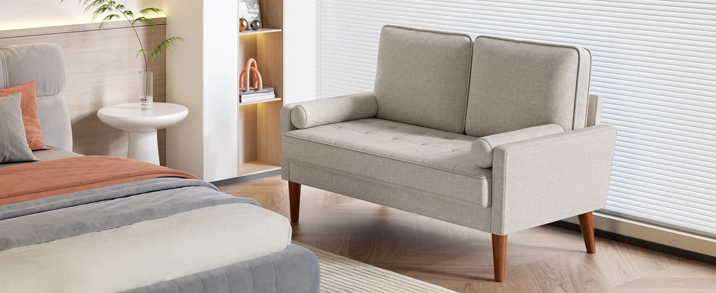 48 Inch Vesgantti Loveseat Sofa - Solid Wood Legs  Throw Pillow