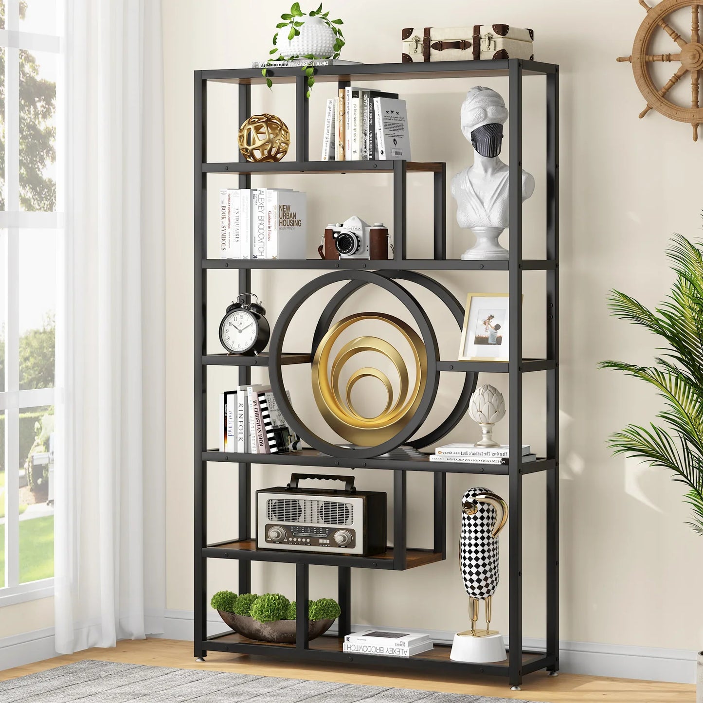 Tribesigns Bookshelf Industrial 5 Tier Etagere Bookcase,