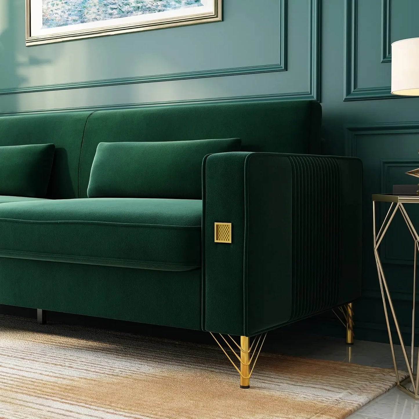 85.63" Velvet Sofa,Modern Loveseat Couch with Pillows Set of 2 for Living Room,Bedroom  6 different colors