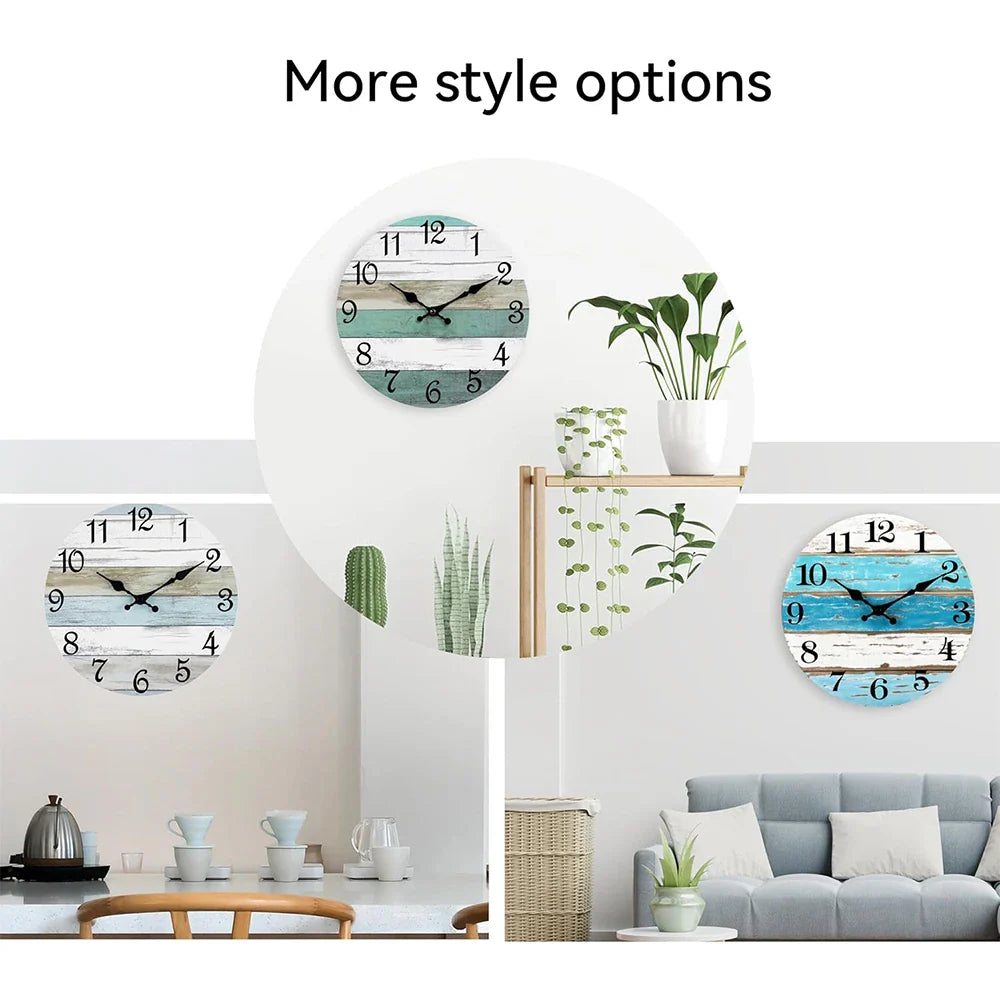 Wall Clock 10 Inch ClockRustic Wall Clocks Battery Operated,SilentNon Ticking Wooden