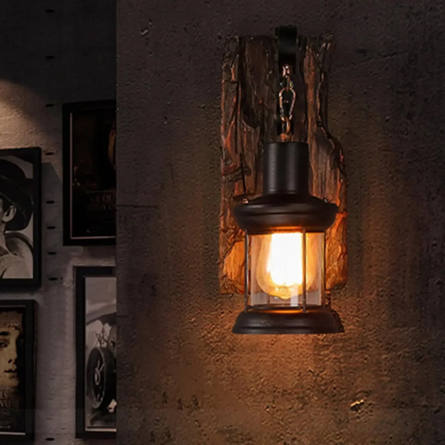 Antique New Style Industrial Wood Wall Sconce Light