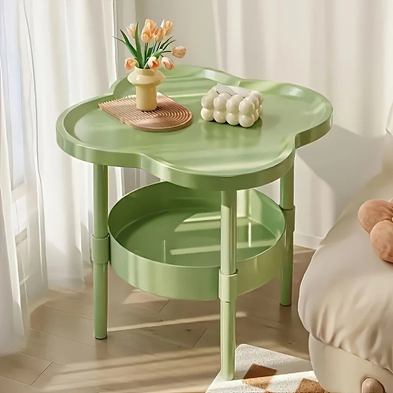 Stylish Modern Round Side Table with Storage Shelf