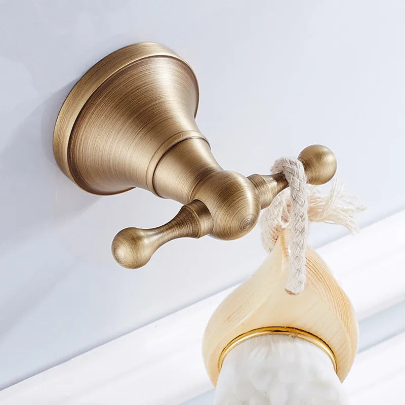 Bathroom Accessories Antique Brass Wall Mounted Toilet Paper Holder Towel Ring Robe Coat Hook