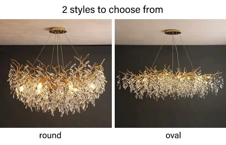2025 Luxury Gold Crystal LED Chandeliers Living Dining  Lustre Ceiling Pendant Lamps I